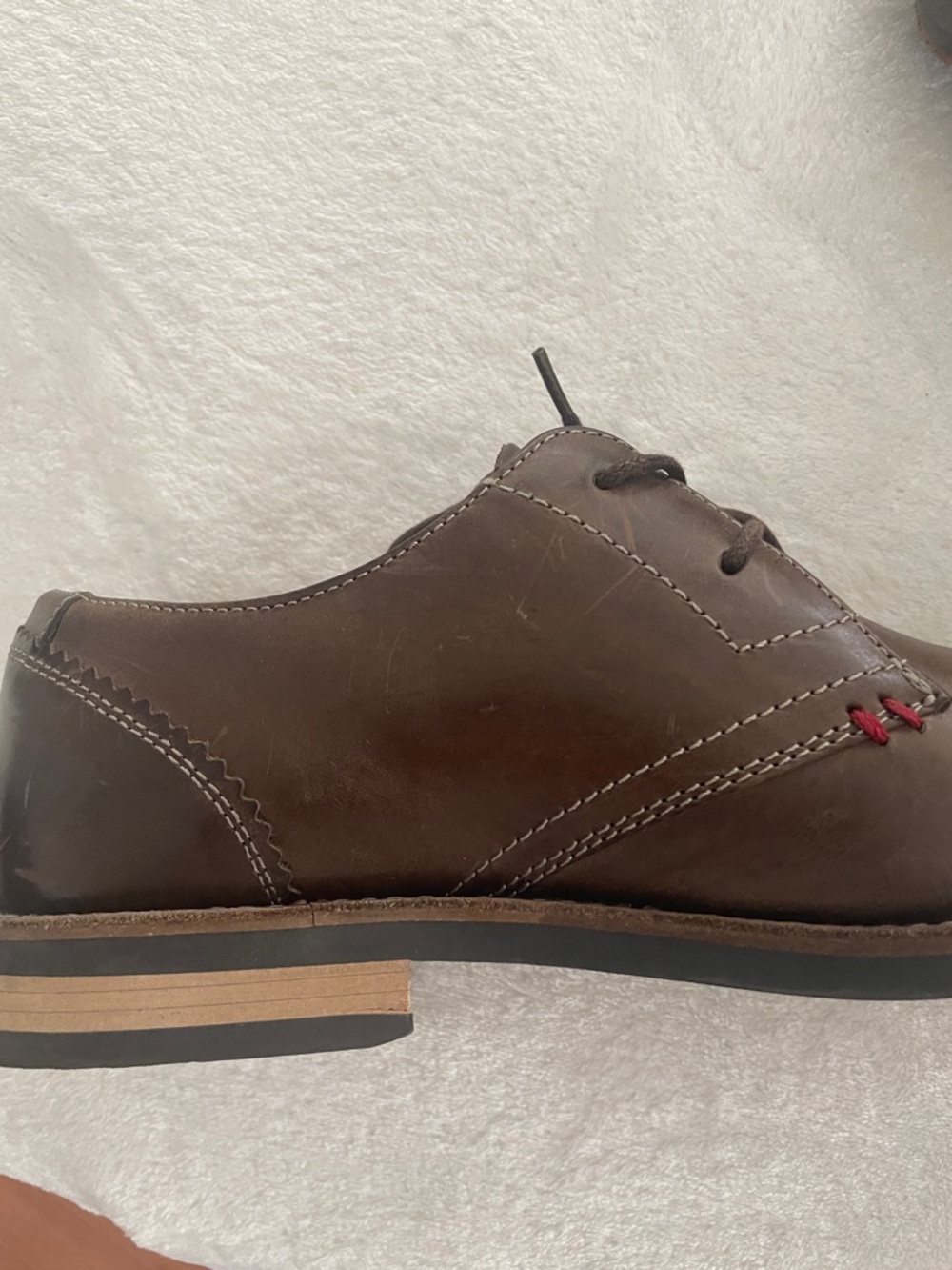 Original Penguin Men's Dark Brown Leather Lace-Up Oxfords - Picture 11 of 13